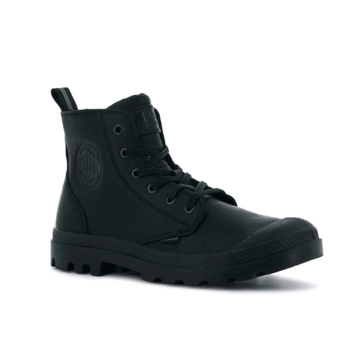 Palladium Pampa Zip Leather ESS Men's Boots Black | UK Z421-VCS